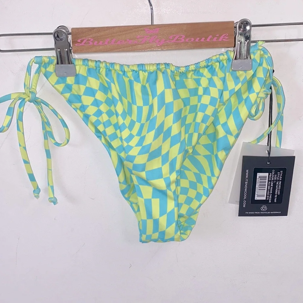(A21) It’s‎ Now Cool The Gathered Tie Pant ONLY, Lime Wave Cheque, Size M, NWT